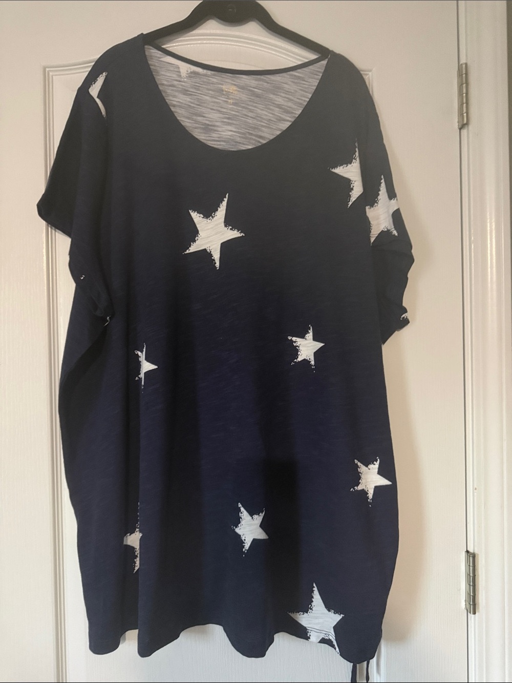 Belle by Kim Gravel Navy Star Print Tunic Top - Size 4X